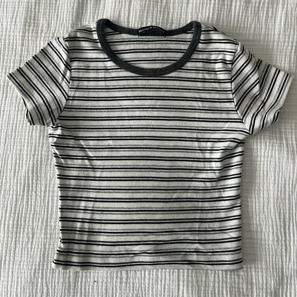 Brandy Melville Striped T Shirt Grey